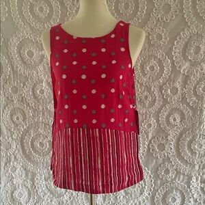 Habitat Express Mix Polka Dots & Striped Hem Side Buttons Rose